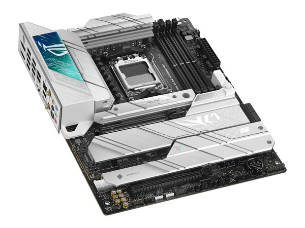 T. Madre ASUS ROG STRIX X670E-A Gaming WIFI, Chipset AMD X670,
Soporta: AMD Ryzen 7ma Generación, Socket AM5,
Memoria: DDR5 6400+(OC)/5400(OC)/4800 MHz, 128GB Max,
Integrado: Audio HD, Wi-Fi 6E, USB 3.2, SATA 3.0, ATX, Ptos: 2xPCIEx16, 1xPCIEx1