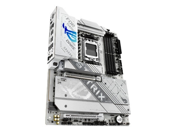 T. Madre ASUSROG STRIX X870-A GAMING W, 
Chipset AMD X870, 
Segmento: Alto/Gamer, 
Soporta AMD Ryzen Series 9000, Socket AM5, 
Memoria RAM: DDR5 8000 MHz, 192GB Máx, 
Audio HD, WiFi 7, USB, M.2, 
ATX, Ptos: 1xPCIEx16 5.0, 1xPCIEx16 4.0.