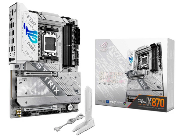 T. Madre ROG STRIX X870-A GAMING WIFI, 
Chipset AMD X870, Soporta: Procesadores AMD Serie 9000, 8000 y 7000, Socket AM5, 
Memoria: DDR5 8000+MT/s (OC), 256GB Max, 
Integrado: Wi-Fi 7, Bluetooth v5.4, Audio HD, USB-C 40Gbps, 
ATX, Ptos: 1xPCIE5.0x16.