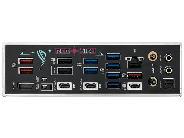 T. Madre Asus ROG STRIX X870E-H Gaming Hatsune Miku, 
Segmento: Alto/Gamer,
Chipset AMD X870,
Soporta: Procesadores AMD Serie 9000, 8000 y 7000, Socket AM5,
Memoria: DDR5 8000+MT/s, 256GB Max,
Integrado: Wi-Fi 7, USB-C, M.2, 
ATX, Ptos: 1xPCIE5.0x16