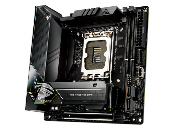 T. Madre Asus ROG STRIX Z690 I GAMING WIFI, Chipset Intel Z690,
Soporta Procesador Intel de 13a y 12va generación, Socket 1700,
Memoria:DDR5 6400(OC)/5600(OC)/4800  MHz, 64GB Max, 
Integrado: Audio HD, Wi-Fi 6, USB 3.2, M.2, 
Mini ITX, 1xPCIEx16
