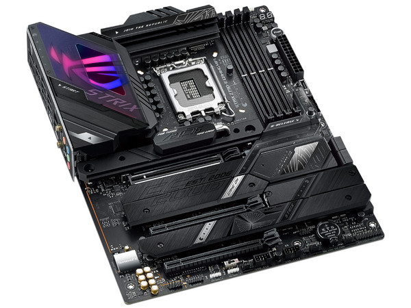 T. Madre ASUS ROG Strix Z790-E WIFI DDR5, Chipset Intel Z790,
Soporta: Intel 12va y 13va Generación, Socket 1700,
Memoria: DDR5 7800/6400/4800MHz, 192GB Max,
Integrado: AudioHD, Red, USB 3.2 y SATA 3.0, M.2,
ATX, Ptos: 1xPCIE5.0x16, 2xPCIE4.0x1.