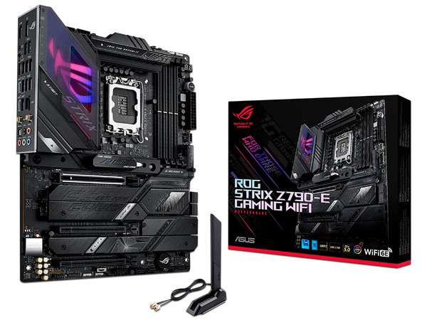 T. Madre ASUS ROG Strix Z790-E WIFI DDR5, Chipset Intel Z790,
Soporta: Intel 12va y 13va Generación, Socket 1700,
Memoria: DDR5 7800/6400/4800MHz, 192GB Max,
Integrado: AudioHD, Red, USB 3.2 y SATA 3.0, M.2,
ATX, Ptos: 1xPCIE5.0x16, 2xPCIE4.0x1.
