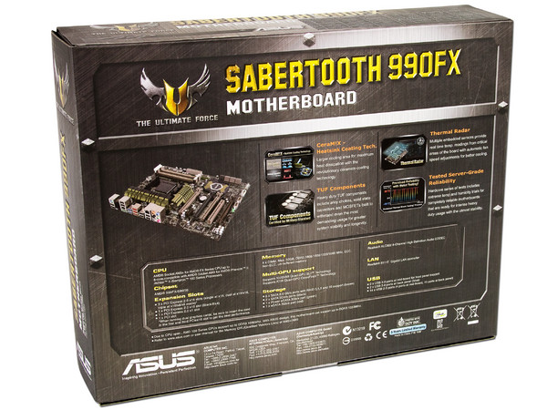 T. Madre ASUS Sabertooth 990FX, ChipSet AMD 990FX,
Soporta: AMD FX/Phenom II/Athlon II/Sempron, Socket AM3+,
Integrado: Audio HD, Red,
USB 3.0 y SATA 3.0,
Memoria: DDR3 1866/1600/1333MHz, 32GB Max,
ATX, Ptos: 4xPCIEX16, 2xPCIEX1