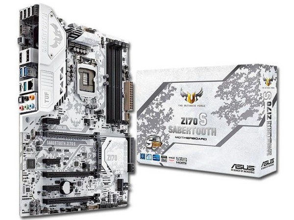 T. Madre SABERTOOTH Z170 S, Chipset Intel Z170,
Soporta: Core i7 / i5  de 6ta Gen. Socket 1151,
Memoria:  DDR4 2400/2133 MHz, 64GB Max,
Integrado: Realtek ALC1150, Red,
USB tipo A,C y SATA 3.0,
ATX, Ptos: 2 x PCIE 3.0 x 16, 1 x PCIE 3.0 x1.