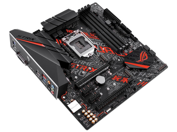 T. Madre ASUS ROG STRIX B360-G GAMING, Chipset Intel B360,
Soporta: Intel Core i7 / i5 / i3 de 8va Gen., Socket 1151,
Memoria: DDR4 2666/2400/2133 MHz, 64GB Max,
Integrado: Audio HD, Red,
USB 3.1 y SATA 3.0, M.2,
Micro-ATX, Ptos: 2xPCIEx16, 2xPCIEx1