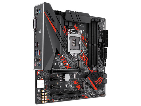 T. Madre ASUS ROG STRIX B360-G GAMING, Chipset Intel B360,
Soporta: Intel Core i7 / i5 / i3 de 8va Gen., Socket 1151,
Memoria: DDR4 2666/2400/2133 MHz, 64GB Max,
Integrado: Audio HD, Red,
USB 3.1 y SATA 3.0, M.2,
Micro-ATX, Ptos: 2xPCIEx16, 2xPCIEx1