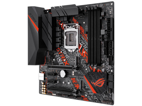 T. Madre ASUS ROG STRIX B360-G GAMING, Chipset Intel B360,
Soporta: Intel Core i7 / i5 / i3 de 8va Gen., Socket 1151,
Memoria: DDR4 2666/2400/2133 MHz, 64GB Max,
Integrado: Audio HD, Red,
USB 3.1 y SATA 3.0, M.2,
Micro-ATX, Ptos: 2xPCIEx16, 2xPCIEx1