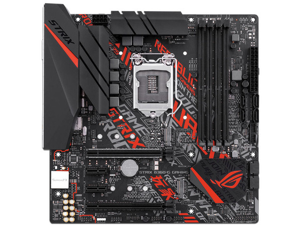 T. Madre ASUS ROG STRIX B360-G GAMING, Chipset Intel B360,
Soporta: Intel Core i7 / i5 / i3 de 8va Gen., Socket 1151,
Memoria: DDR4 2666/2400/2133 MHz, 64GB Max,
Integrado: Audio HD, Red,
USB 3.1 y SATA 3.0, M.2,
Micro-ATX, Ptos: 2xPCIEx16, 2xPCIEx1