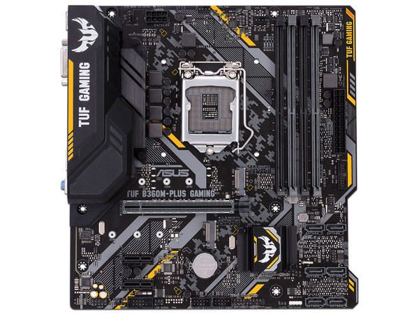 T. Madre ASUS TUF B360M-PLUS GAMING, Chipset Intel B360,
Soporta: Intel Core i7 / i5 / i3 de 8va Gen., Socket 1151,
Memoria: DDR4 2666/2400/2133 MHz, 64GB Max,
Integrado: Audio HD, Red,
USB 3.1 y SATA 3.0, M.2,
Micro-ATX, Ptos: 1xPCIEx16