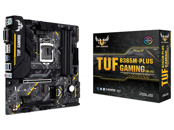 T. Madre ASUS TUF GAMING B365M-PLUS (WI-FI), Chipset Intel B365,
Soporta: Intel 9na / 8va Gen.,
Memoria: DDR4 2666 / 2400 / 2133 MHz, 128GB Máx.,
Integrado: Audio HD, Red Wi-Fi, USB 3.1, M.2,
ATX, Ptos: 2xPCIE3.0x16, 1xPCIE3.0x.1.