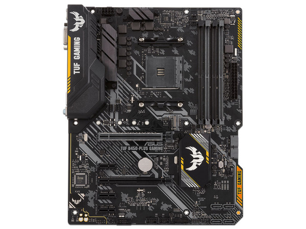 T. Madre ASUS TUF B450-PLUS Gaming, ChipSet AMD B450,
Soporta: AMD Ryzen 1ra y 2nda Generación,
Memoria: DDR4 3200(O.C.) / 2666 / 2133 MHz, 64GB Max,
Integrado: Audio HD, Red, USB 3.0 y SATA 3.0,
ATX, Ptos: 3xPCIEx16, 3xPCIEx1.