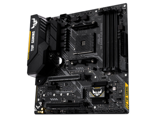 T. Madre ASUS TUF B450M-PLUS GAMING, Chipset AMD B450,
Soporta: Procesador AMD Ryzen de 2ª Gen/7ª Gen A-series,
Memoria: DDR4 3200(O.C.)/2400/2133 MHz, 64GB Max,
Integrado: Audio HD, Red,
USB 3.0, SATA 3.0,
Micro-ATX, Ptos: 2xPCIEx16 1xPCIEx1.