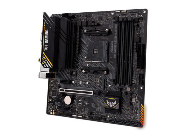 T. Madre ASUS TUF GAMING A520M-PLUS WI-FI,
Chipset AMD A520,
Segmento: Gamer,
Soporta: AMD Ryzen 3ra, 4ta y 5ta Generación, Socket AM4,
RAM: DDR4 4866/3600/2133 MHz, 128GB Max,
AudioHD, Red, USB 3.2, Wi-Fi,
SATA 3.0 y M.2,
Micro-ATX, Ptos: 1xPCIEx