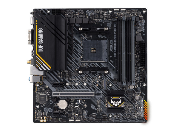 T. Madre ASUS TUF GAMING A520M-PLUS WI-FI,
Chipset AMD A520,
Segmento: Gamer,
Soporta: AMD Ryzen 3ra, 4ta y 5ta Generación, Socket AM4,
RAM: DDR4 4866/3600/2133 MHz, 128GB Max,
AudioHD, Red, USB 3.2, Wi-Fi,
SATA 3.0 y M.2,
Micro-ATX, Ptos: 1xPCIEx