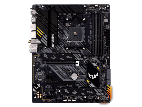 T. Madre ASUS TUF GAMING B550-PLUS WIFI II,
Chipset AMD B550,
Segmento: Medio,
Soporta: AMD Ryzen 5000/3000 Series,
Memoria: DDR4 4866(O.C.) / 3200 / 2133 MHz, 128GB Máx.,
Integrado: Audio HD, Red, USB 3.0, M.2,
ATX, Ptos: 2xPCIEx16, 3xPCIEx1.