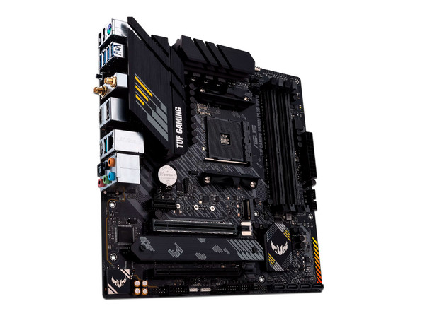 T. Madre Asus TUF Gaming B550M-PLUS (WI-FI II), 
Chipset AMD B550,
Segmento: Medio/Gamer,
AMD Ryzen 3ra a 5ta Gen, Socket AM4,
RAM: DDR4 4866(OC)/ 3600/ 2133 MHz, 128GB Max, 
Audio HD, WiFi, USB 3.2, SATA 3.0, M.2, 
Micro-ATX, 2xPCIEx16, 1xPCIEx1