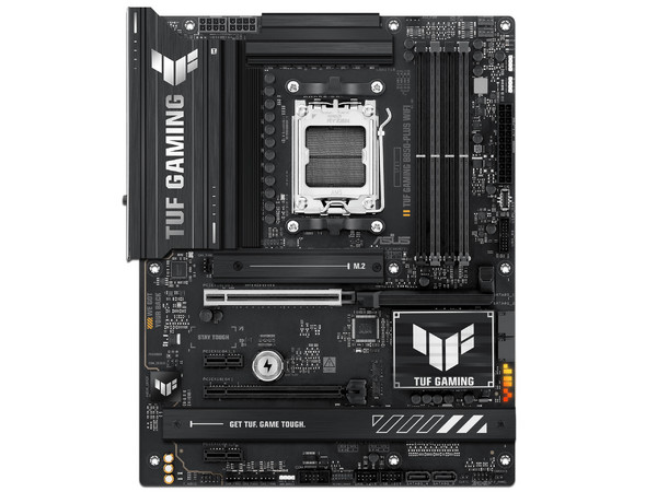 T. Madre ASUS TUF GAMING B850-PLUS WIFI:
Chipset AMD B850,
Segmento: Alto/Gamer,
Soporta: AMD Ryzen 9000, 8000 y 7000 Series, 
Memoria: DDR5 hasta 8000MHz, 198GB Máx, 
Integrado: Audio HD, Red, USB 3.0, M.2, 
ATX, Ptos: 1xPCIE5.0x16, 1xPCIE4.0x1.