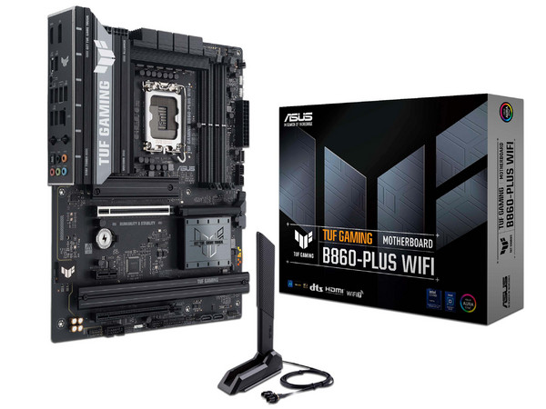 T. Madre ASUS TUF GAMING B860-PLUS WIFI, 
Chipset Intel B860,
Segmento: Alto/Gamer
Soporta: Intel Core Ultra (Series 2), Socket LGA 1851,
Memoria: DDR5 256GB Máx, Doble Canal,
Audio, Ethernet, Wi-Fi, Bluetooth,
USB 3.2, SATA 3.0 y M.2,
ATX.