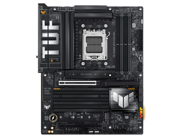 T. Madre ASUS TUF GAMING X870-PLUS WIFI:
Chipset AMD X870, 
Segmento: Alto/Gamer,
Soporta: AMD Ryzen 7ma, 8va y 9na Generación, Socket AM5, 
RAM: DDR5 8000/6800/4800MHz, Max 192GB, 
AudioHD, Red, USB 3.2, SATA, M.2, 
ATX, 1xPCIE5.0x16, 1xPCIE4.0x16