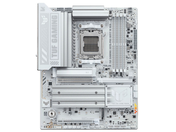 T. Madre ASUS TUF GAMING X870-PRO WIFI7 W NEO:
Chipset AMD X870, 
Segmento: Alto/Gamer,
Soporta: AMD Ryzen 7ma, 8va y 9na Gen, Socket AM5, 
RAM: DDR5 9600+MT/s, Max 256GB, 
AudioHD, Red, USB 3.2, SATA, M.2, 
ATX, 1xPCIE4.0x16. Color Blanco.