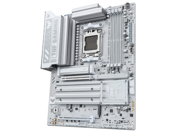T. Madre ASUS TUF GAMING X870-PRO WIFI7 W NEO:
Chipset AMD X870, 
Segmento: Alto/Gamer,
Soporta: AMD Ryzen 7ma, 8va y 9na Gen, Socket AM5, 
RAM: DDR5 9600+MT/s, Max 256GB, 
AudioHD, Red, USB 3.2, SATA, M.2, 
ATX, 1xPCIE4.0x16. Color Blanco.