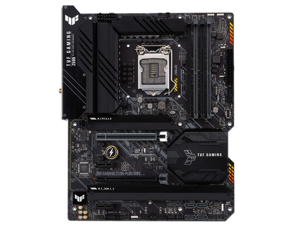 T. Madre ASUS TUF GAMING Z590-PLUS WIFI, Chipset Intel Z590,
Soporta: Core de 11va y 10ma generación, Socket 1200,
Memoria: DDR4 5133(OC)/3600(OC)/2133 MHz, 64GB Max,
Integrado: AudioHD, Red, USB 3.0 y SATA 3.0, M.2,
ATX, Ptos: 2xPCIEx16, 2xPCIEx1.