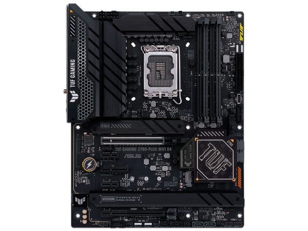 T. Madre ASUS TUF Gaming Z790-Plus WIFI D4, Chipset Intel Z790,
Soporta Procesador Intel de 13a y 12va generación, Socket 1700,
Memoria:DDR4 5333(OC)/4800(OC)/2133 MHz, 128GB Max, 
Integrado: Audio HD, Wi-Fi 6, USB 3.2, M.2, 
ATX, 2xPCIEx16, 2xPCIEx1