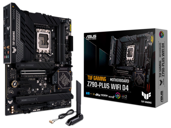 T. Madre ASUS TUF Gaming Z790-Plus WIFI D4, Chipset Intel Z790,
Soporta Procesador Intel de 13a y 12va generación, Socket 1700,
Memoria:DDR4 5333(OC)/4800(OC)/2133 MHz, 128GB Max, 
Integrado: Audio HD, Wi-Fi 6, USB 3.2, M.2, 
ATX, 2xPCIEx16, 2xPCIEx1