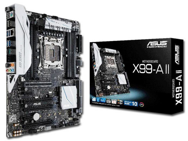 T.Madre ASUS X99-A II, ChipSet Intel X99,
Soporta: Intel Core i7 de Socket 2011-v3,
Memoria DDR4 3333(O.C.)/3200(O.C.)/2666(O.C.)/2133 MHz,
SATA 3.0, USB 3.0,
Integrado: Audio HD, Red Gigabit,
ATX Ptos: 3 x PCIE x16, 2 x PCIE 2.0 x16.