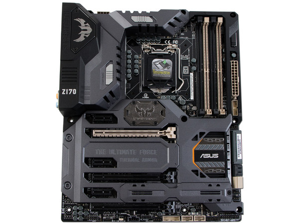 T. Madre ASUS  Z170 MARK 1, Chipset Intel Z170,
Soporta: Core i7 / i5 de 6ta Gen., Socket 1151,
Memoria: DDR4 2400(O.C.)/2133 MHz, 64GB Max,
Integrado: Audio HD, Red,
USB 3.1 y SATA 3.0,
ATX, Ptos: 3xPCIEx16, 3xPCIex1