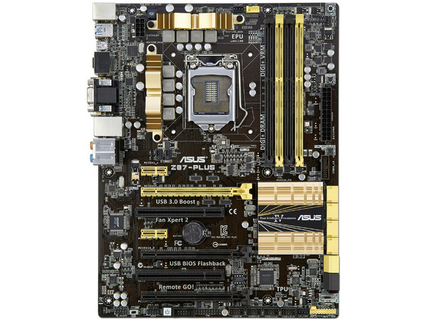 T. Madre ASUS Z87-PLUS, ChipSet Intel Z87,
Soporta: Core i7/ i5 de Socket 1150,
Memoria: DDR3 3000(O.C)/1866/1600/1333 MHz, 32GB Max,
Integrado: Audio HD, Red,
USB 3.0 y SATA 3.0,
ATX, Ptos: 3xPCIEX16, 2xPCIEX1, 2xPCI