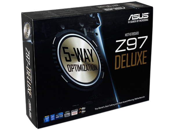 T. Madre Asus Z97-DELUXE, ChipSet Z97,
Soporta: Core i7/i5/i3 de Socket 1150,
Memoria: DDR3 3300(O.C.)/1600/1333 MHz, 32GB Max,
Integrado: Audio HD, Red,
USB 3.0 y SATA 3.0,
ATX, Ptos: 3xPCIEx16, 4xPCIEx1