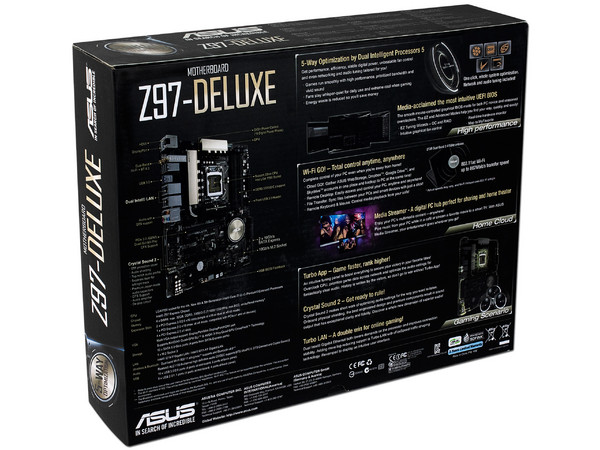 T. Madre Asus Z97-DELUXE, ChipSet Z97,
Soporta: Core i7/i5/i3 de Socket 1150,
Memoria: DDR3 3300(O.C.)/1600/1333 MHz, 32GB Max,
Integrado: Audio HD, Red,
USB 3.0 y SATA 3.0,
ATX, Ptos: 3xPCIEx16, 4xPCIEx1