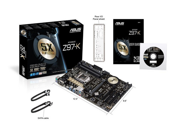 T. Madre ASUS Z97-K/CSM, ChipSet Intel Z97,
Soporta: Core i7/i5/i3 de Socket 1150,
Memoria: DDR3 3200(O.C.)/1600/1333MHz, 32GB Max,
Integrado: Audio HD, Red,
USB 3.0 y SATA 3.0,
ATX, Ptos: 2xPCIEx16,2xPCIEx1,2xPCI