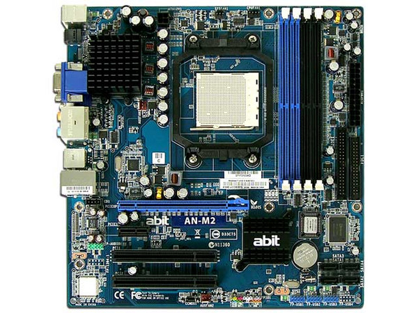 T. Madre Abit AN-M2, ChipSet NVIDIA GF 7025/nForce 630a,
Soporta: Athlon 64 X2/Athlon 64 FX/Athlon 64, FSB 2000,
Memoria: DDR2 800/667MHz, 4 Bancos, 8GBMax,
Integrado: Audio 7.1, Red Gigabit, Video GeForce7,
Diseño: mATX, Puertos 1xPCIEX16, 1xPCIEX1,