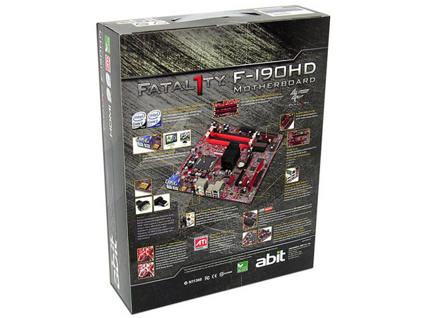 T. Madre Abit Fatal1ty F-I90HD, ChipSet ATI Radeon Xpress1250,
Soporta: Core 2 Quad, Core 2 Duo, 800/1066/1333MHz,
Memoria: DDR2 800/667MHz, 4 Bancos, 16GBMax,
Integrado: Audio 7.1, Red Gigabit, Video Radeon Xpress1250,
Diseño: mATX