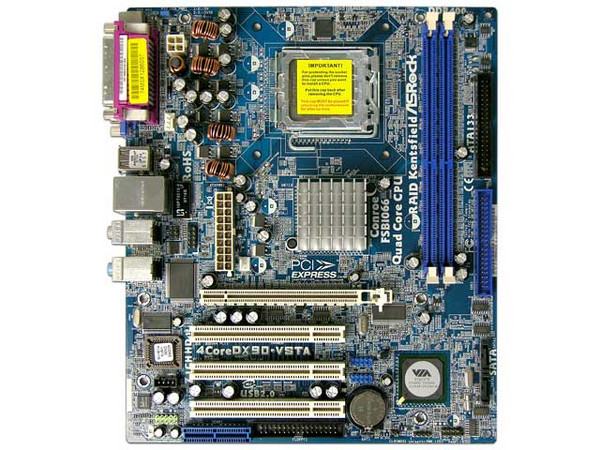 T. Madre ASRock 4CoreDX90-VSTA, ChipSet VIA P4M900,
Soporta: Pentium 4, D, Core2Duo, 533/800/1066MHz,
Integrado: Audio 7.1, Red, Video VIA Chrome9 HC,
Memoria: DDR400/333/266, 2 Bancos, 2GBMax,
Diseño: Micro ATX, Ptos: 1xPCEX16, 3xPCI