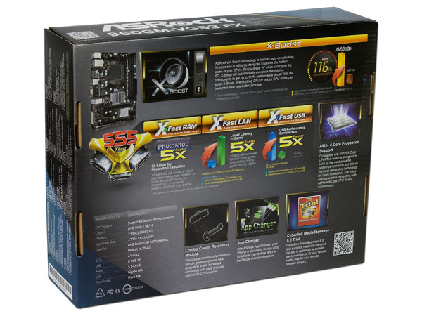 T. Madre ASRock 960GM-VGS3 FX, Chipset AMD 760G,
Soporta: Phenom II X6/ X4/ X3/ X2/ Athlon II X4 de Socket AM3+,
Memoria: DDR3 1866(OC)/ 1600(OC)/ 1333/ 1066 MHz, 16 GB Max,
Integrado: Audio HD, Red,
Micro-ATX, Ptos: 1xPCIEX16, 1xPCIEX1.