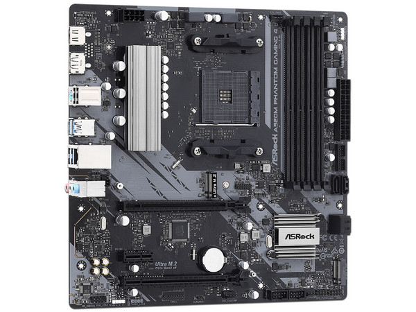 T. Madre ASRock A520M Phantom Gaming 4: Chipset AMD A520,
Soporta Procesadores AMD Ryzen 3ra, 4ta, y 5ta Generación, Socket AM4,
Memoria: DDR4: 4533/3866/2400, 128GB Máx,
Integrado: Audio HD, Red, USB 3.2, SATA, M.2,
Micro-ATX, Ptos: 2xPCIEx16.