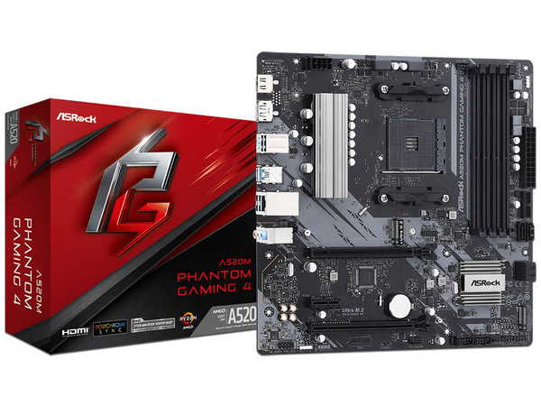 T. Madre ASRock A520M Phantom Gaming 4: Chipset AMD A520,
Soporta Procesadores AMD Ryzen 3ra, 4ta, y 5ta Generación, Socket AM4,
Memoria: DDR4: 4533/3866/2400, 128GB Máx,
Integrado: Audio HD, Red, USB 3.2, SATA, M.2,
Micro-ATX, Ptos: 2xPCIEx16.