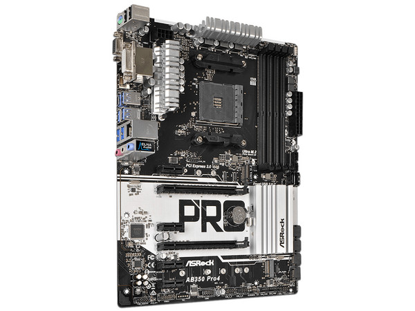 T. Madre ASRock AB350 Pro4, ChipSet AMD B350, 
Soporta: AMD Ryzen/ Athlon / 7ma Gen A-Series de Socket AM4,
Memoria: DDR4 3200+(OC)/2933(OC)/2667/2400/2133 MHz, 64GB Max,
Integrado: Audio HD, Red, USB 3.0 y SATA 3.0, 
ATX, Ptos: 2xPCIEx16, 4xPCIEx1.