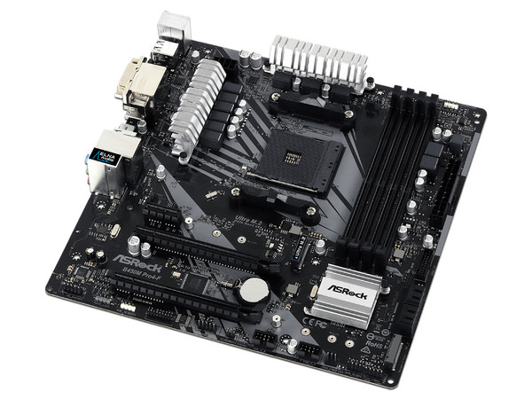 T. Madre ASRock B450M Pro4-F, Chipset AMD B450,
Soporta: AMD Ryzen Series 5000, 3ra y 2da Gen Socket AM4,
Memoria: DDR4 3200(O.C.) / 2400 / 2133 MHz, 128GB Max,
Integrado: Audio HD, Red, USB 3.1 y SATA 3.0,
Micro-ATX, Ptos: 1xPCIE3.0x16, 1xPCIE2.0x1.