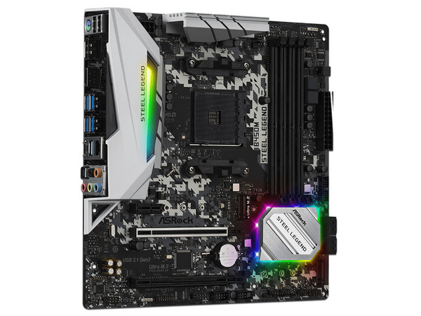 T. Madre Asrock B450M Steel Legend, Chipset AMD B450,
Soporta: AMD Ryzen de 2nda, 3era y 5ta Gen,
Memoria: DDR4 3200/2400/2133 MHz, 128GB Max,
Integrado: Audio HD, Red, USB 3.0 y SATA 3.0,
MicroATX, Ptos: 1xPCIE3.0x16, 1xPCIE2.0x1. (Empaque Abierto).