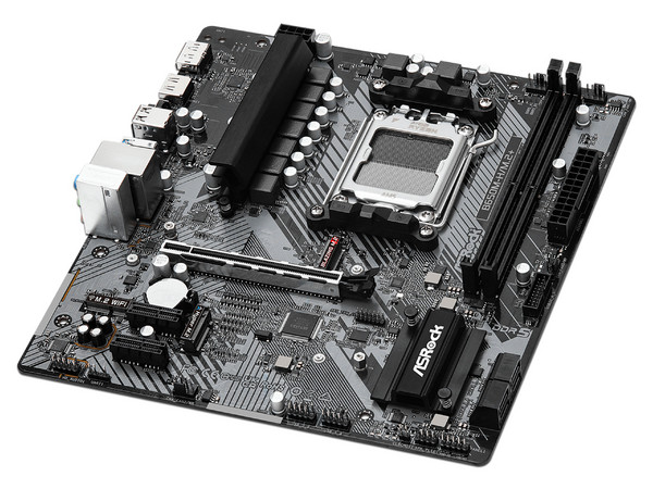 T. Madre ASRock B650M-H/M.2+: 
Chipset AMD B650,
Segmento: Alto,
Soporta: AMD 8000 y 9000 Series, Socket AM5,
Memoria: DDR5 6400+ MHz, 96GB Máx,
AudioHD, Red, USB 3.2, SATA 3.0, M.2,
M-ATX, Ptos: 1xPCIE4.0x16, 2xPCIEx1.