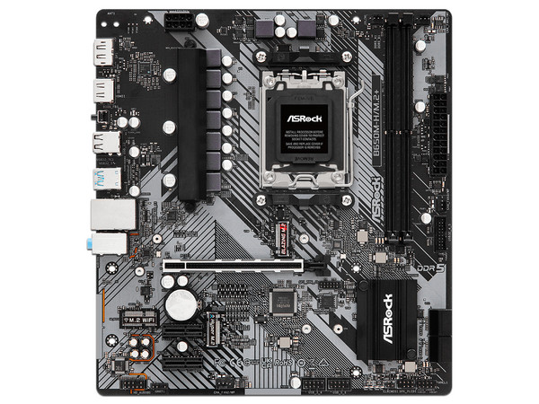 T. Madre ASRock B650M-H/M.2+: 
Chipset AMD B650,
Segmento: Alto,
Soporta: AMD 8000 y 9000 Series, Socket AM5,
Memoria: DDR5 6400+ MHz, 96GB Máx,
AudioHD, Red, USB 3.2, SATA 3.0, M.2,
M-ATX, Ptos: 1xPCIE4.0x16, 2xPCIEx1.