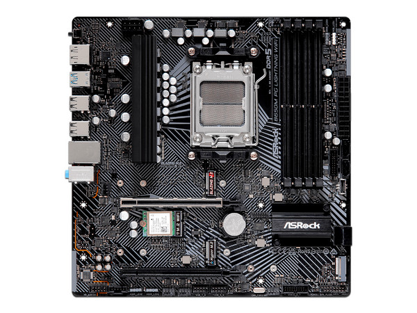 T. Madre ASRock B650M PG Lightning WiFi, Chipset AMD B650,
Soporta: AMD Ryzen de 7ma y 8va Generación, Socket AM5,
Memoria: DDR5 hasta 7200+MHz, 128GB Max,
Integrado: AudioHD, Wi-Fi, USB 3.2, SATA 3.0, M.2,
Micro-ATX, Ptos: 1xPCIE4.0x16, 1xPCIE3.0x16