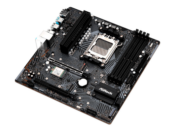 T. Madre ASRock B650M PG Lightning WiFi, Chipset AMD B650,
Soporta: AMD Ryzen de 7ma y 8va Generación, Socket AM5,
Memoria: DDR5 hasta 7200+MHz, 128GB Max,
Integrado: AudioHD, Wi-Fi, USB 3.2, SATA 3.0, M.2,
Micro-ATX, Ptos: 1xPCIE4.0x16, 1xPCIE3.0x16