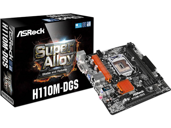 T. Madre ASRock H110M-DGS, ChipSet Socket 1151,
Soporta: tel Core i7/ i5/ i3/ Pentium/ Celeron de 6ta y 7ma gen.., de Socket 1151,
Memoria: DDR4 2133 MHz, 32GB Max,
Integrado: Audio HD, Red, 
Micro-ATX, Ptos: 1xPCIE3.0x16, 1xPCIE2.0x1.