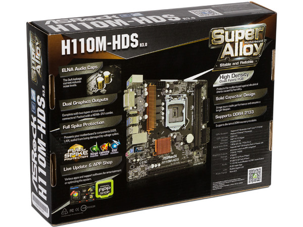 T. Madre Asrock H110M-HDS, ChipSet Intel H110,
Soporta: Intel Core i7/Core i5/Core i3/Pentium/Celeron de Socket 1151,
Memoria: DDR4 2133 MHz, 32GB Max,
SATA 3.0, USB 3.0,
Integrado: Audio HD, Red Gigabit,
Micro-ATX.